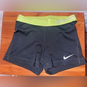 Nike Black Shorts with Neon Green Waistband